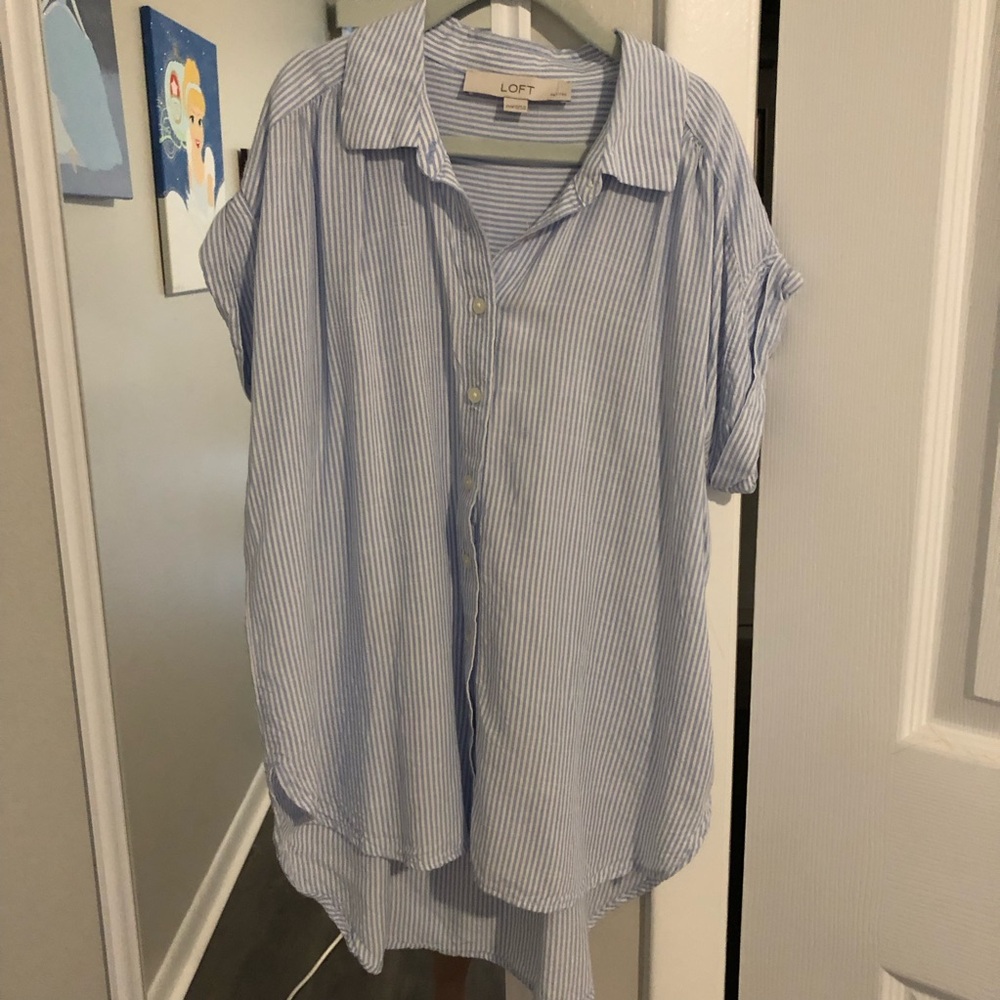 LOFT Blue Striped Shirt